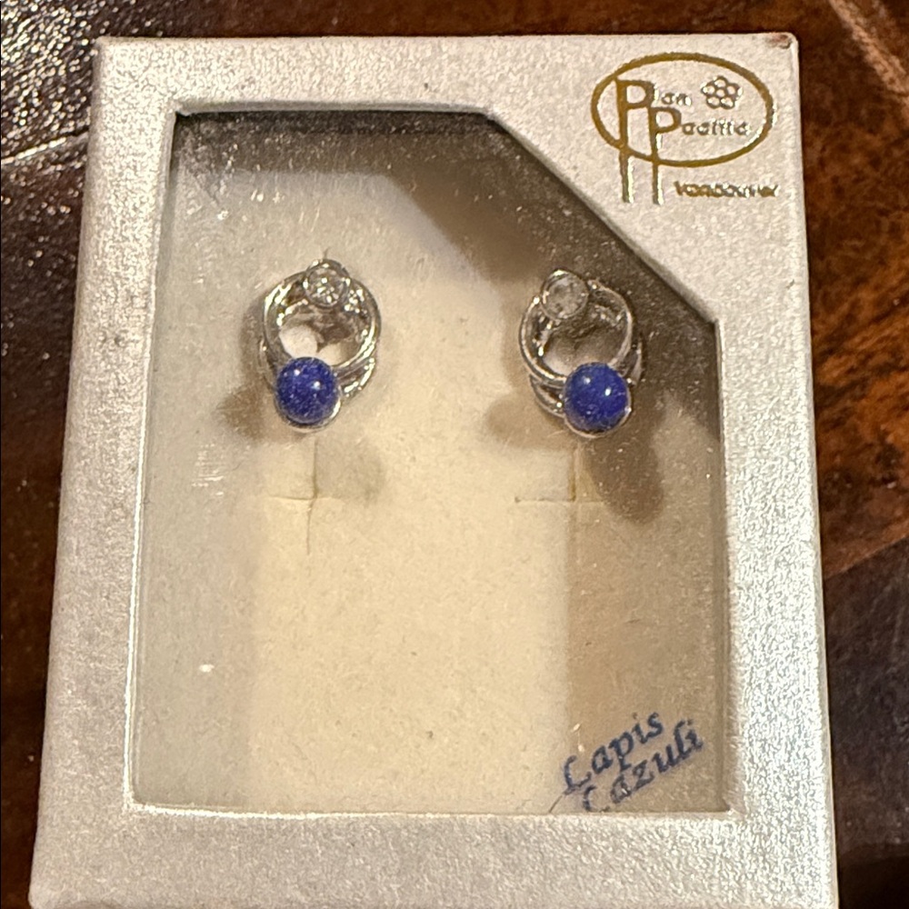 Sterling Silver Earrings with Blue Lapis Lazuli